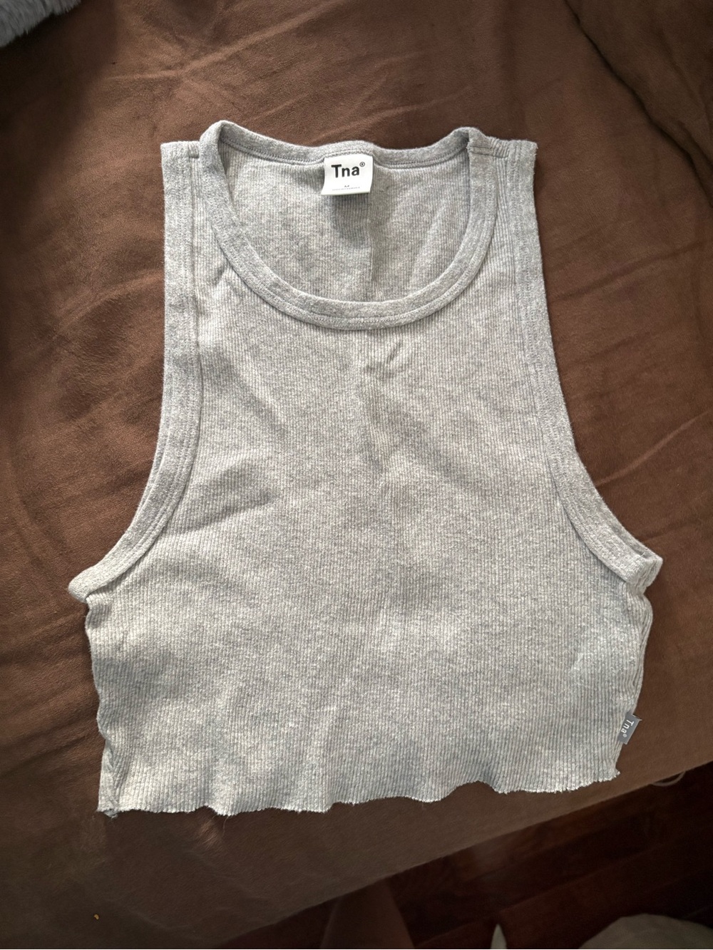 TNA Ribbed Cropped Tank Top - Gray